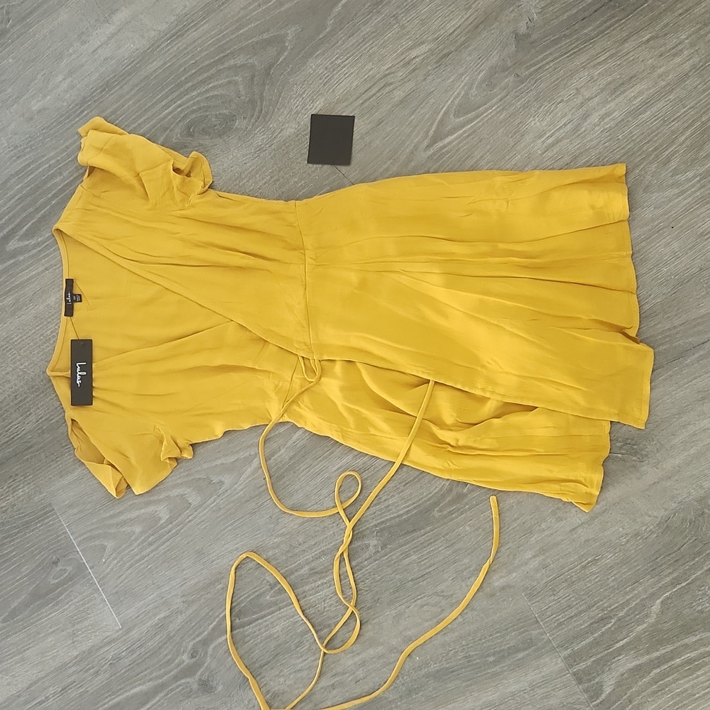Yellow wrap dress